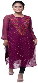 WOMEN'S LUCKNOWI CHIKANKARI KURTI WITH FASCINATING MULTI COLOR BLEND EMBROIDERY
