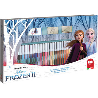 Multiprint Set of Stamps and 36 Colouring Pens Kit - Frozen 2 - Made in Italy