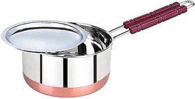 Neervika Stainless Steel Copper Bottom and Gas Compatible Wire Handle Saucepan, 1 Liter, 15cm, Silver