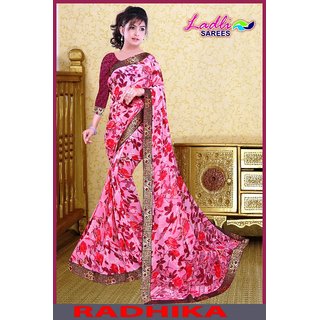 Ladli's Brand Pure Wetless Sarees With Heavy Lace