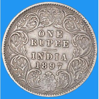                       one rupees 1897 victoria silver coin.                                              
