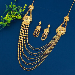                       Attractive Traditional  Gold Plated Designer Necklace Set Jewellery  For Girls Women                                              