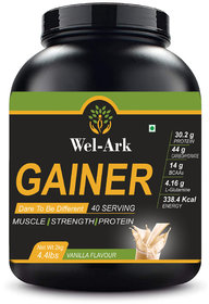 Wel-Ark Muscle Mass Gainer for men and women Vanilla Flavour 2kg (4.4 lbs).