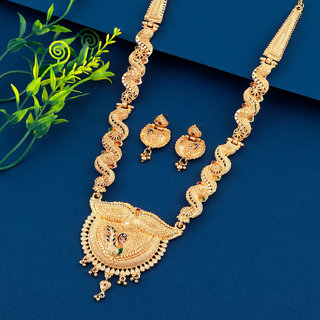                      Attractive Gold Plated Designer Traditional  Necklace  Set Jewellery  For Girls Women                                              