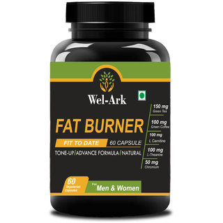 Wel-Ark Fat Burner With Green tea, Green Coffee, L Carnitine, L Theanine and Chromium Picolinate(60 Capsule) Men And Wom