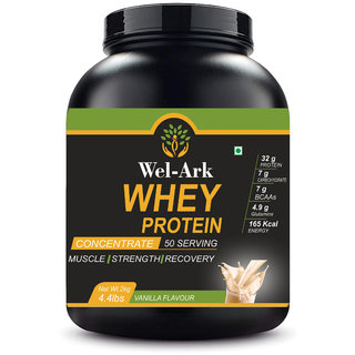 Wel-Ark Whey Protein 80 Concentrate for Men and Women. Vanilla Flavour 2kg (4.4 lbs ).