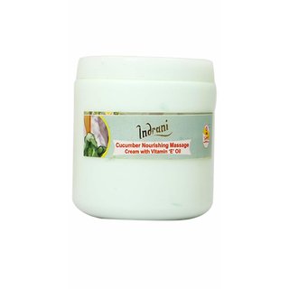                       Indrani Cucumber Nourishing Massage Cream With Vitamin E Oil For Women Makes Moisturize And Smooth Skin 500 Gm                                              
