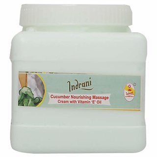                       Indrani Cucumber Nourishing Massage Cream With Vitamin E Oil For Women Makes Moisturize And Smooth Skin 5KG                                              