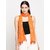 Get Wrapped Orange Foil Printed Scarf with Tassels for Women