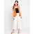 Get Wrapped Orange Foil Printed Scarf with Tassels for Women