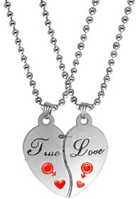M Men Style Valentine Gift True Love Heart Couple Couple Locket  1 Pair For His And Her For Couple Silver Metal Pendant