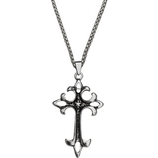                       M Men StyleVintage Style Jesus Crucifixion CELTIC Cross Locket With Chain Sterling Silver Stainless Steel Pendant Set                                              