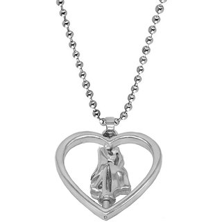                       M Men StyleValentine Gift Trendy Rotational Couple Heart Locket Pendant Necklace Chain Metal Pendant Set                                              