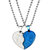 M Men Style Valentine Gift Trendy Love You  Broken Heart Couple Couple Locket 1 Pair Blue Silver Stainless Steel Pendant