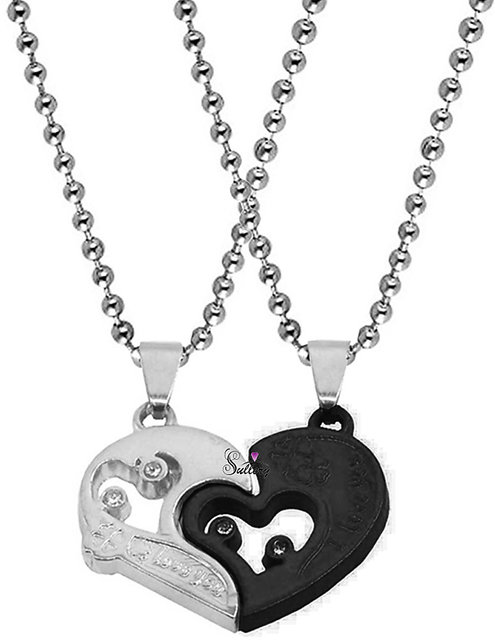 Key & Lock Heart Shape Couple Necklace – Kinky Cloth