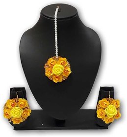 Vrinda Floral Jewellery Yellow Tikka Earing
