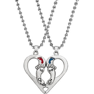                       M Men Style Valentine Gift  Male  Female  Love You Heart Locket r Multicolor Zinc Metal Pendant                                              