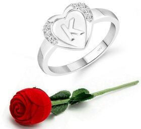VFJ cz alloy Rhodium plated Valentine collection Initial