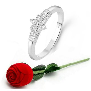 Vighnaharta Incredible Rhodium Plated CZ Ring Rose Ring Vighnaharta Incredible Rhodium Plated CZ Ring Rose Ring