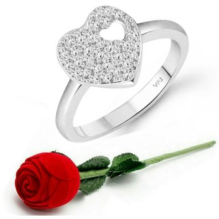                       Vighnaharta  Glory Heart Rhodium Plated (CZ)  Ring Rose Ring                                              