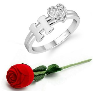                       VFJ cz alloy Rhodium plated Valentine collection Initial '' H '' Letter with heart ring                                              