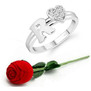 VFJ cz alloy Rhodium plated Valentine collection Initial '' R '' Letter with heart ring VFJ cz alloy Rhodium plated Valentine collection Initial '' R '' Letter with heart ring