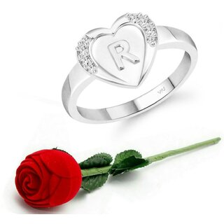 VFJ cz alloy Rhodium plated Valentine collection Initial '' R '' Letter in heart ring VFJ cz alloy Rhodium plated Valentine collection Initial '' R '' Letter in heart ring