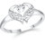 VFJ Cute Mayur Heart CZ Rhodium Plated Ring   with Scented Velvet Rose Ring Box for women and girls and your Valentine.