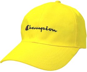 Champion Yellow Cotton Caps For Men, Women, Girls, Boys