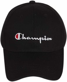 Champion Black Cotton Caps For Men, Women, Girls, Boys