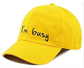 I'm Busy Yellow Cotton Caps For Men, Women, Girls, Boys