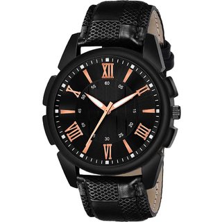                       HRV Men's Round Dial Black Strap Analog Watch                                              