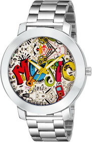 HRV Men's Round Dial Silver Strap Analog Watch