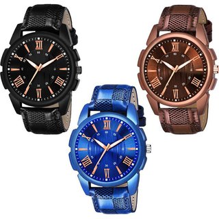                       HRV Men's Round Dial Multi Strap Analog Watch                                              