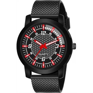                       HRV Men's Round Dial Black Strap Analog Watch                                              