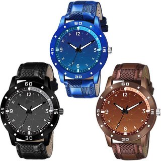                       HRV Men's Round Dial Multi Strap Analog Watch                                              