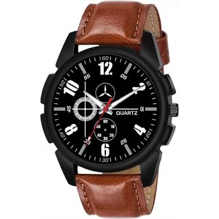                       HRV Men's Round Dial Brown Strap Analog Watch                                              