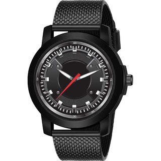                       HRV Men's Round Dial Black Strap Analog Watch                                              