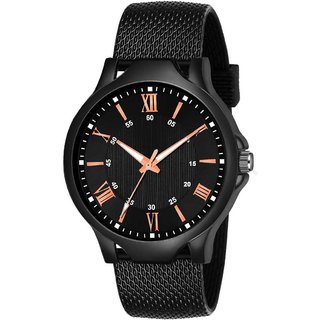                       HRV Men's Round Dial Black Strap Analog Watch                                              