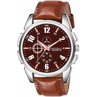                       HRV Men's Round Dial Brown Strap Analog Watch                                              