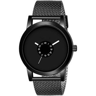                       HRV Men's Round Dial Black Strap Analog Watch                                              