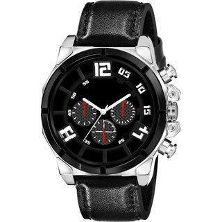HRV Men's Round Dial Black Strap Analog Watch HRV Men's Round Dial Black Strap Analog Watch