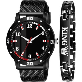                       HRV Men's Round Dial Black Strap Analog Watch                                              