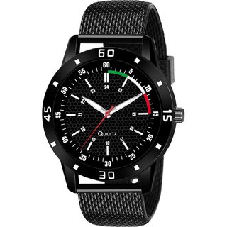                       HRV Men's Round Dial Black Strap Analog Watch                                              