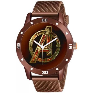                       HRV Men's Round Dial Brown Strap Analog Watch                                              