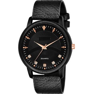                      HRV Men's Round Dial Black Strap Analog Watch                                              