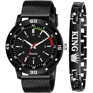                       HRV Men's Round Dial Black Strap Analog Watch                                              