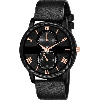 HRV Men's Round Dial Black Strap Analog Watch HRV Men's Round Dial Black Strap Analog Watch
