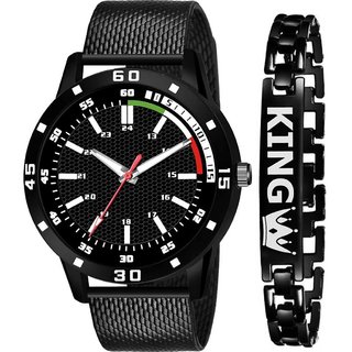                       HRV Men's Round Dial Black Strap Analog Watch                                              