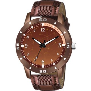                      HRV Men's Round Dial Brown Strap Analog Watch                                              